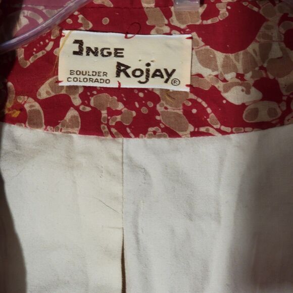 Red Baroque Print Jacket Women's Large Lightweight Inge Rojay Boulder CO - Picture 3 of 10